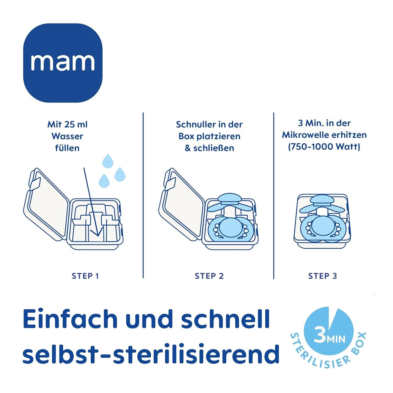Suzete MAM Original, pachet de 2, suzete pentru bebeluși prietenoase cu dinții, fabricate din materiale sustenabile și bioregenerabile, tetine din silicon MAM SkinSoft, cu cutie pentru suzetă, 6-16 luni, albastru/albastru deschis