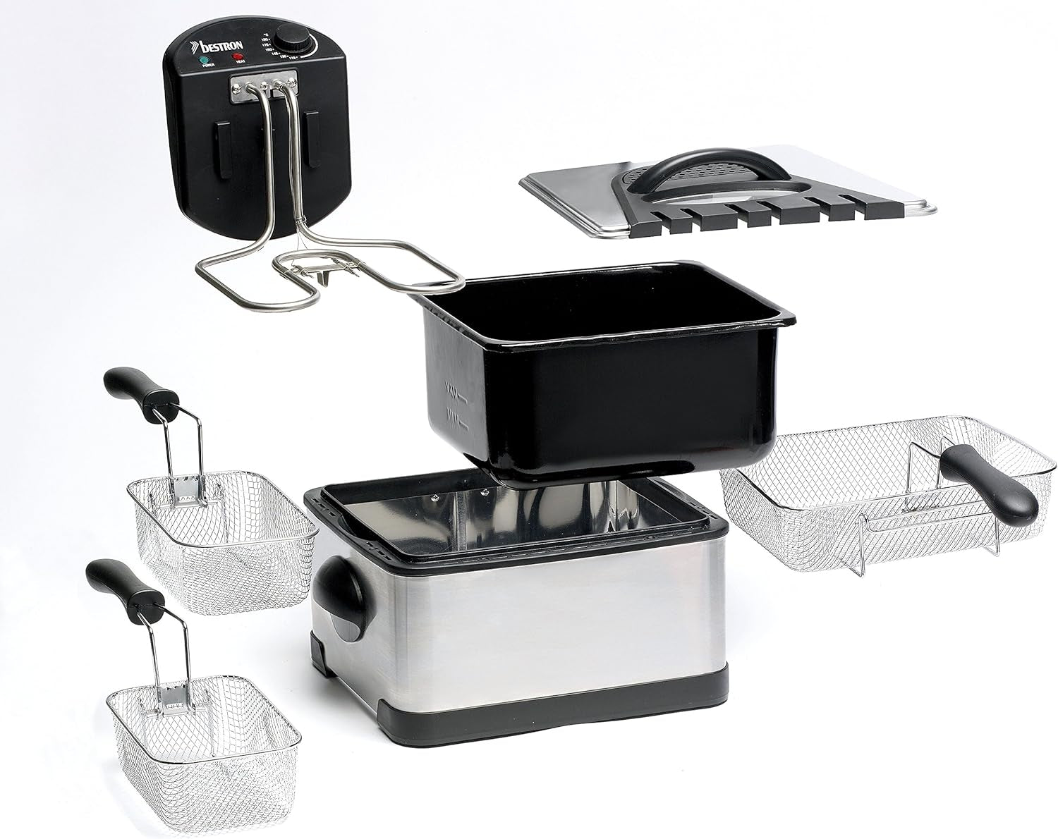 Ölfritteuse Bestron XL mit 3 Frittierkörben, inklusive Kaltzonentechnik und herausnehmbarem Ölbehälter, 4 Liter, 2000 W Haushaltsgeräte Naty Shop