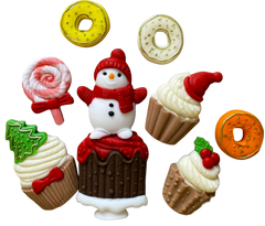 Set 8 decoratiuni comestibile, Craciun Decoratiuni din Pasta de Zahar Nati Shop