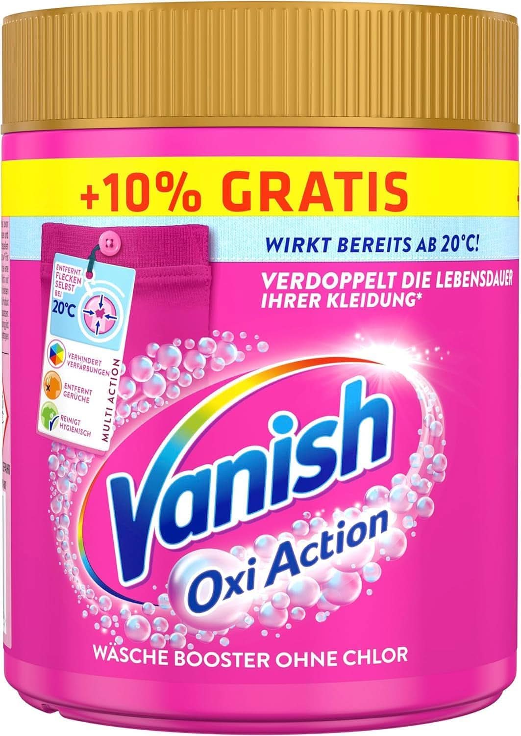 Vanish Oxi Action Powder Pink – 1 x 1,65 kg – Pulver zum Entfernen von Flecken und zur Verbesserung der Wäsche ohne Chlor – für farbige Wäsche Naty Shop Waschmittel 605 Gramm