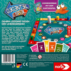 Noris 606062080 - Gegenteil Spiel (Brettspiel ab 10 Jahren) - kombinierbar mit dem Kartenspiel - verrücktes Konzentrationsspiel für Kinder und Erwachsene für 3-6 Spieler