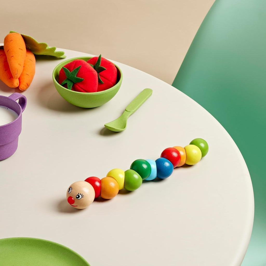 Eichhorn 100003440 Jucărie de prins omidă din lemn, jucărie din lemn, motiv: hoț, lungime: 18,5 cm, jucărie pentru abilități motorii, jucărie pentru copii potrivită de la 1 an (pachet de 2) Jucarii Bebe Naty Shop