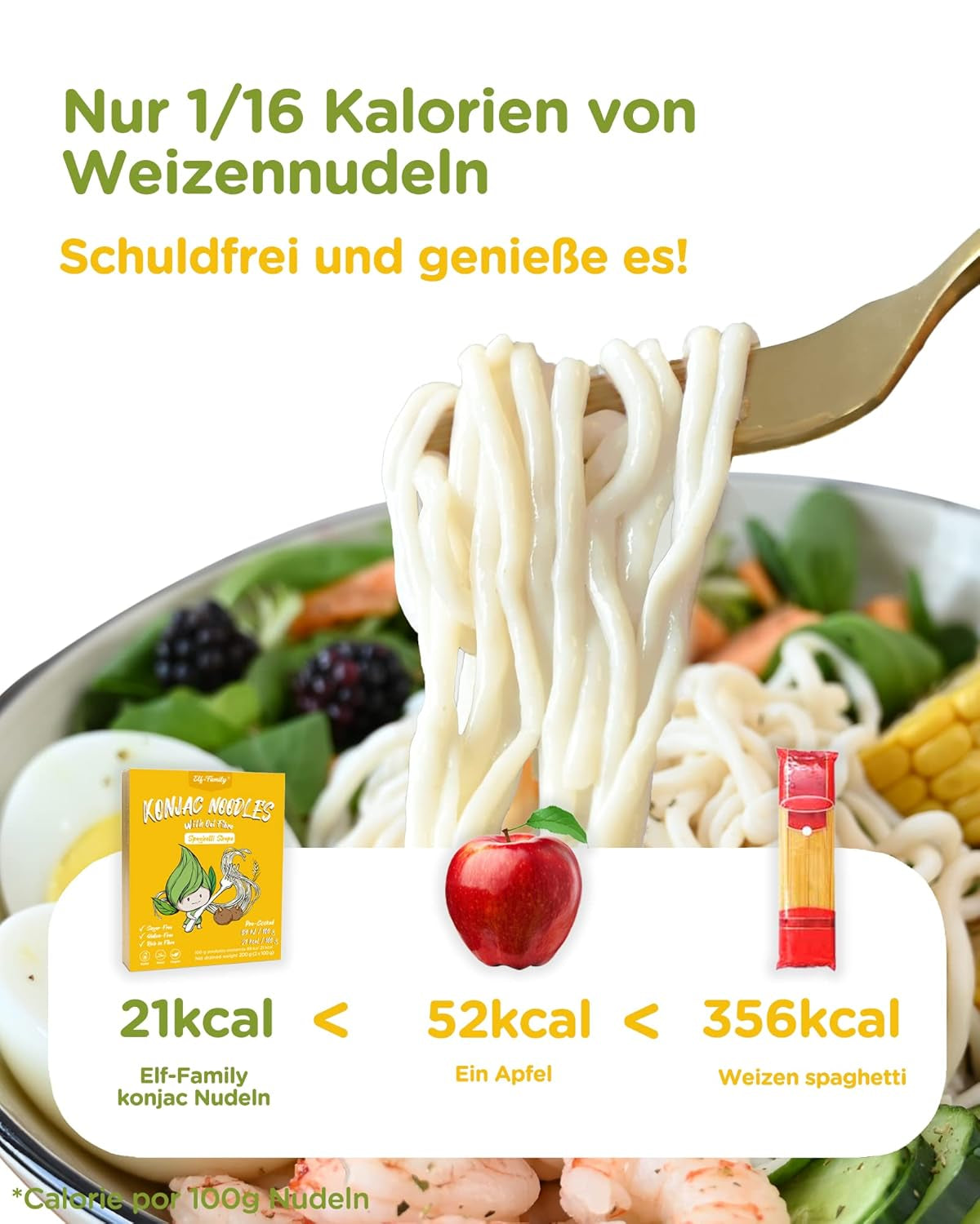Premium-Konjak-Nudeln aus Thailand, vegan, glutenfrei – 240 g x 6er-Pack (12 Packungen), Elf-Family Shirataki-Nudeln, Instant-Nudeln, Pasta/Keto/Low Carb/Kalorienarm/Zuckerfrei – Spaghetti und Fettuccine