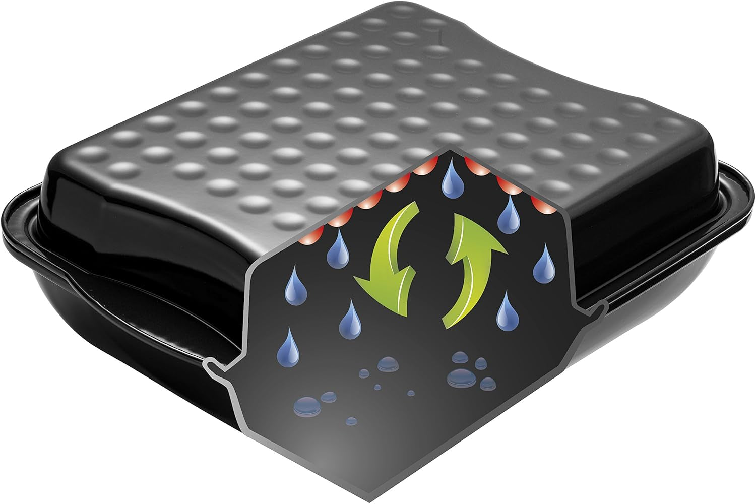 Dr. Oetker Maxi-Bräter Mit Deckel BACK-IDEE KREATIV, Brat- Und Auflaufform Aus Hochwertigem Stahlblech Mit Emaillierung, Eckige Form, Schnitt- Und Kratzfest - Spülmaschinengeeignet in Schwarz Formen und Tabletts zum Backen Naty Shop