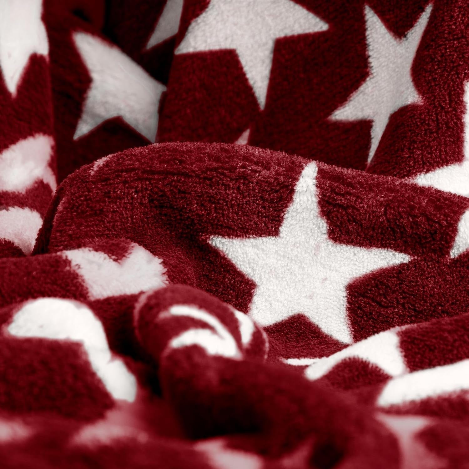 Celinatex pătură pufoasă 150 X 200 Cm Bordeaux pătură canapea canapea pătură moale stele Microfibre Fleece Oeko-Tex Moonlight Paturi si Cuverturi Besuche den CelinaTex-Store