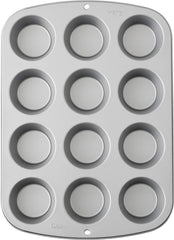 Wilton 03-3118 Cupcake-/Muffin-Backform, Rezept rechts, Antihaft, 12 Vertiefungen, Grau Formen und Backbleche Naty Shop