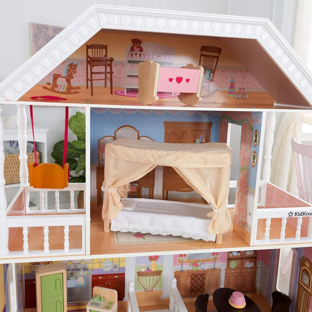 Kidkraft Savannah Puppenhaus aus Holz mit Möbeln und Zubehör, Hängesessel und Himmelbett, Spielset für 30-cm-Puppen, Spielzeug für 3-Jährige 65023 Naty Shop Puppenhäuser