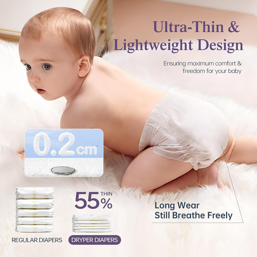 Scutece pentru bebeluși mărimea 4 (10-15 kg), ultra-subțiri, moi și hipoalergenice pentru pielea sensibilă, protecție 3D împotriva scurgerilor, indicator de umezeală, 138 de scutece premium pentru zi și noapte