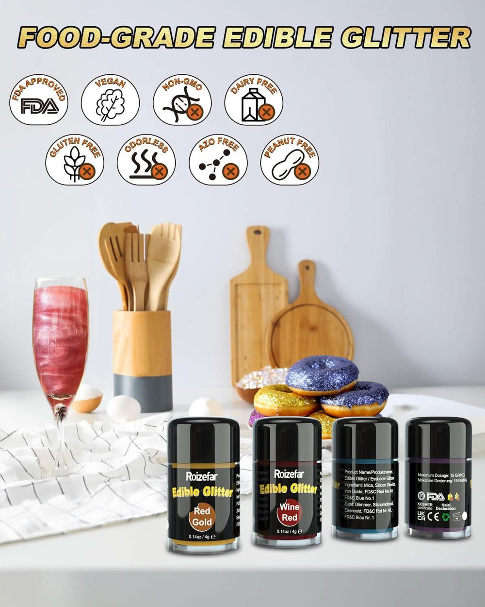 Essbarer Glitzer, verschiedene Farben und Mengen Naty Shop