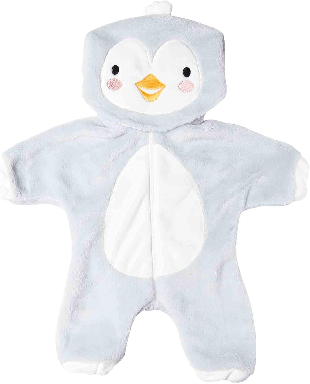 Heless 2198 - Overall für Puppen im Pinguin-Design, kuschelweicher Einteiler mit Kapuze und Reißverschluss, Größe 35 - 45 cm