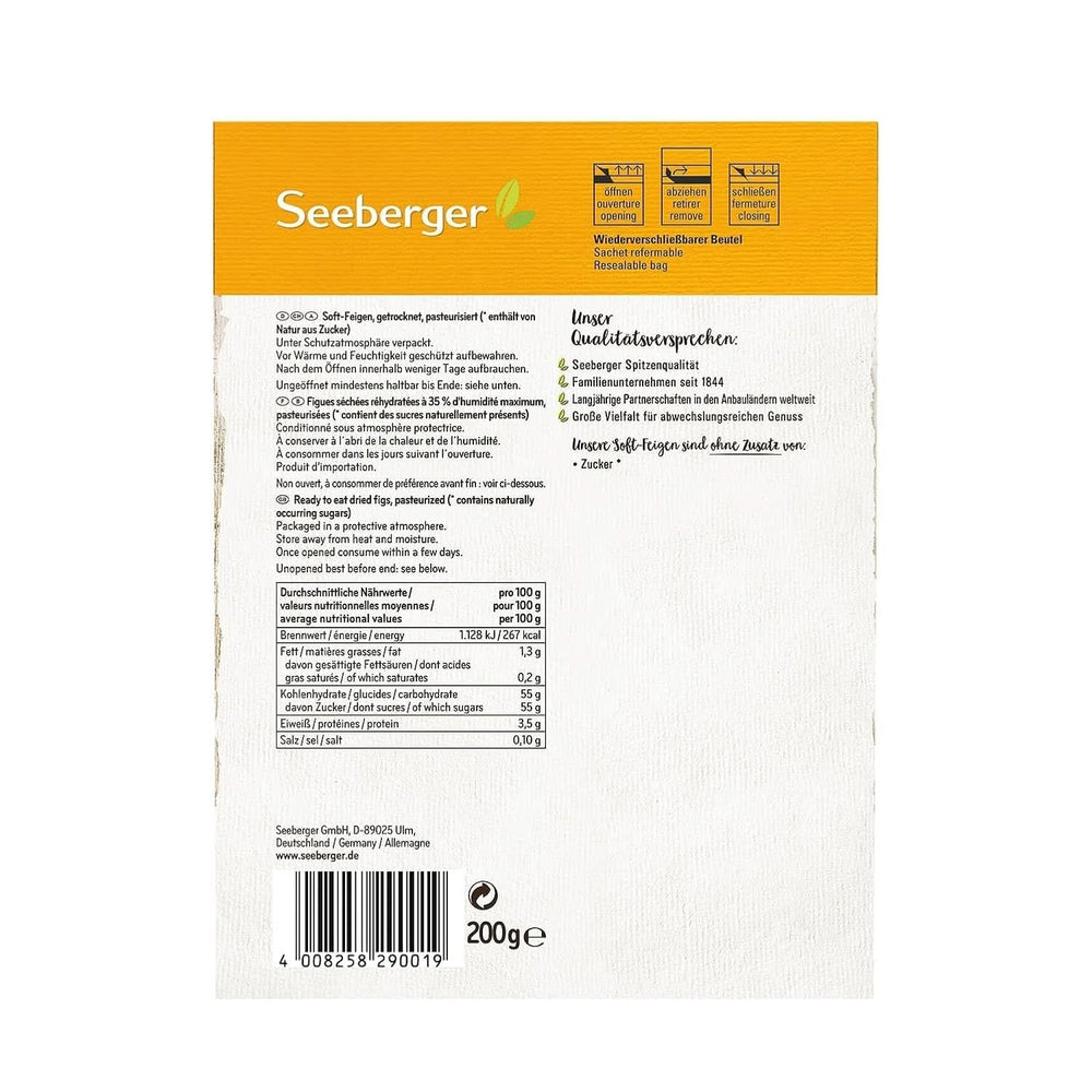 Seeberger Weiche, honigsüße Bergfeigen mit Steinfleisch – für ernährungsbewusste Feinschmecker, 13 x 200 Gramm Naty Shop Dehydrierte Produkte