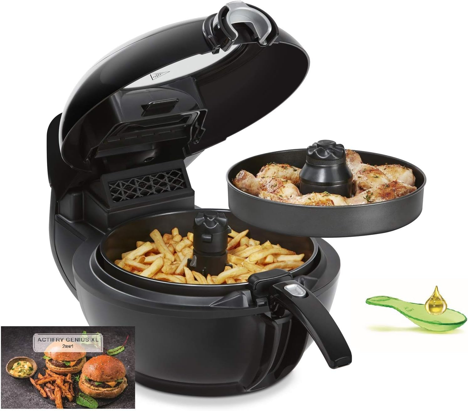Tefal FZ7738 Actifry Genius+ Heißluftfritteuse, 1500 W, 1,2 kg, 9 automatische Kochmenüs Haushaltsgeräte Naty Shop Actifry Genius Xl | 2in1