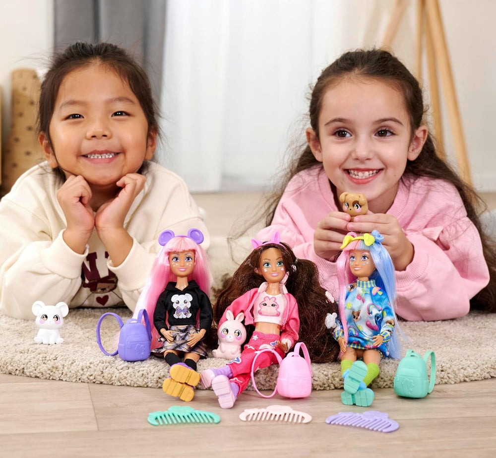 Simba 105953976 - Kawaii Hi Ankleidepuppe Cora (26 cm) - bewegliche Modepuppe zum Frisieren und Stylen, Puppe mit Langen Haaren, Maus und Zubehör, Spielzeug für Kinder ab 4 Jahre