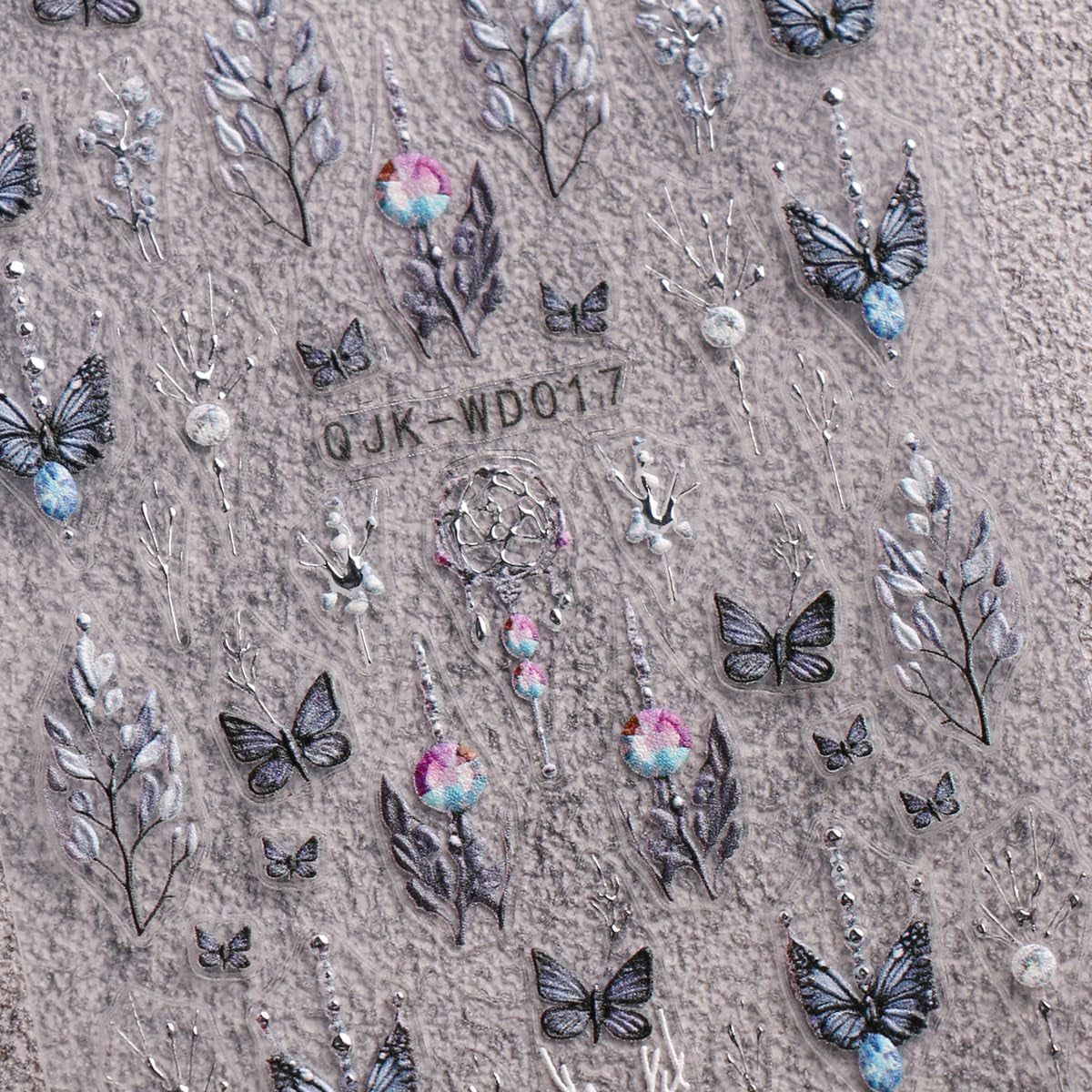 JMEOWIO Nagelsticker Schwarz Weiße Blume 6 Blatt Nail Art Sticker Selbstklebend Nagelaufkleber Frühling Sommer Floral Dekoration Nageldesign Zubehör