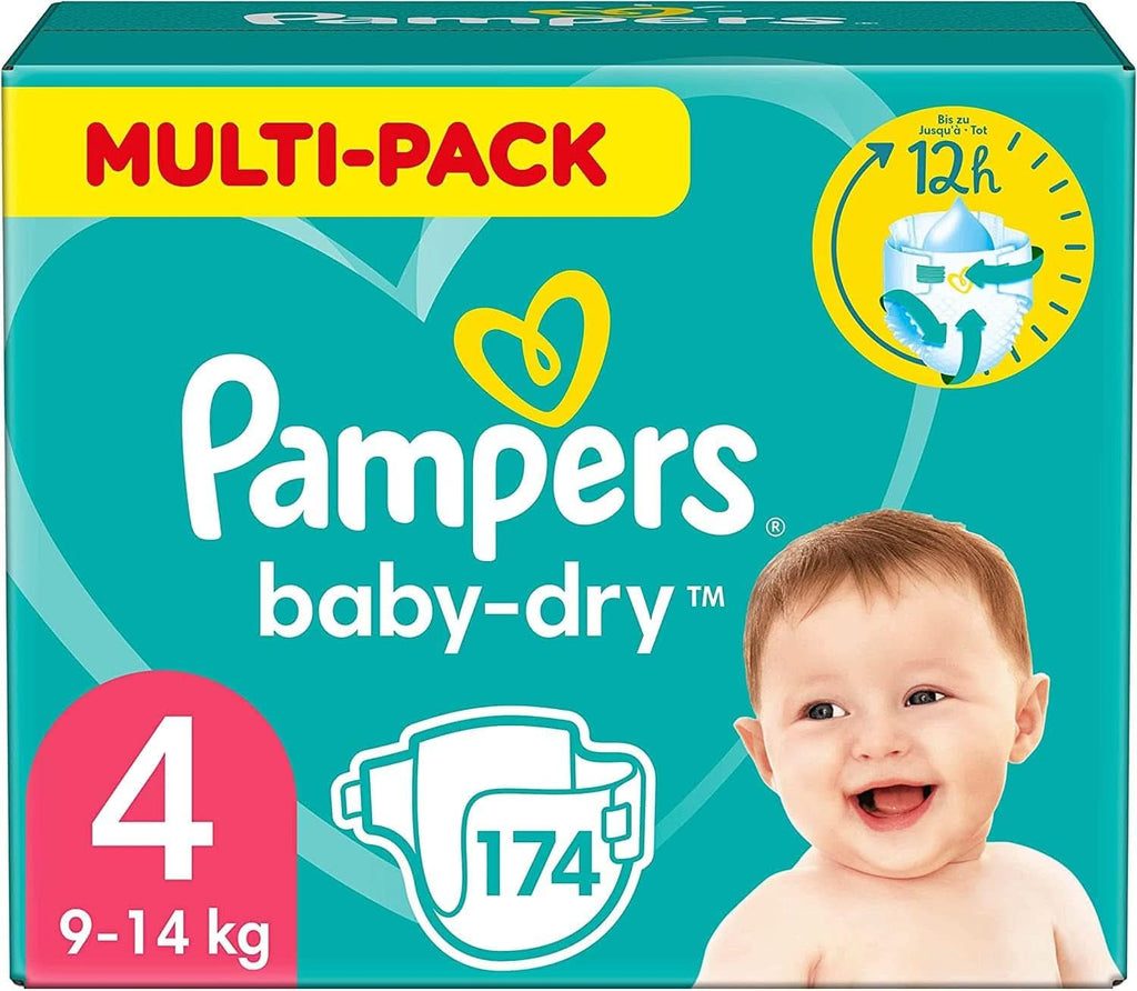 Scutece Pampers Baby-Dry, până la 100% protecție împotriva scurgerilor toată noaptea Mama si Copilul Naty Shop 4 (174 buc) Clasic