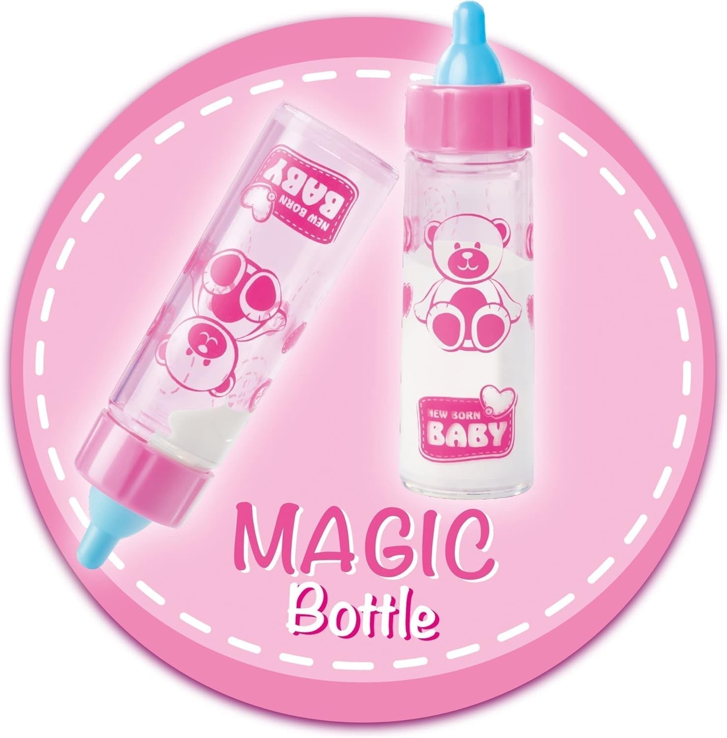 Simba 105562487 - New Born Baby First Nursing Set, manechin, scutec și sticlă de lapte cu conținut care dispare, pentru păpuși de 38-43cm Papusi Naty Shop