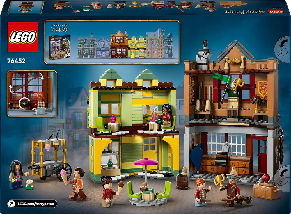 LEGO Harry Potter Qualität für Quidditch & Fortescues Eissalon - Set mit 2 Winkelgasse Läden, 6 Minifiguren & Zubehör inkl. Nimbus 2000 Besen - Geschenk für Jungen & Mädchen ab 8 Jahren - 76452
