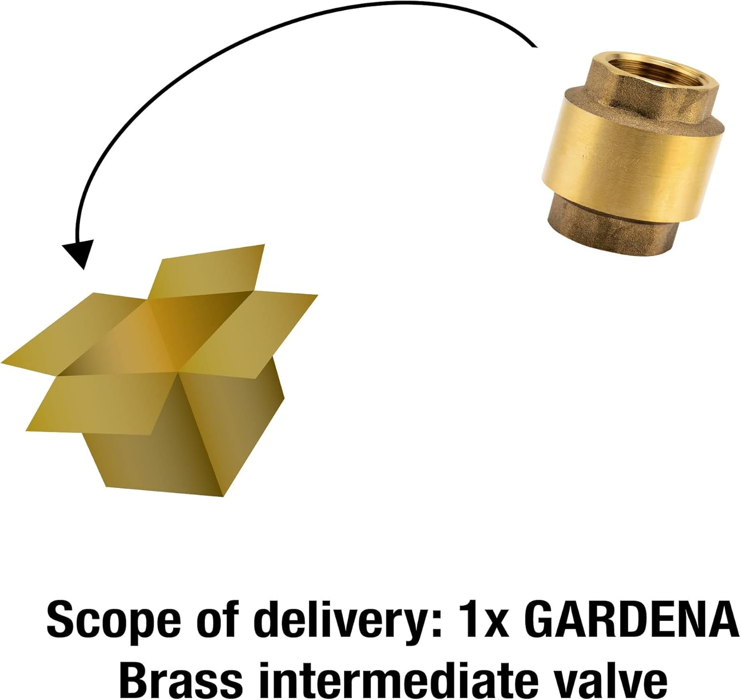 Supapă intermediară Gardena Brass: Supapă de sens unic din alamă masivă, filet de 42 mm (G 1 1/4 inch) pentru conectarea la pompe (7232-20)