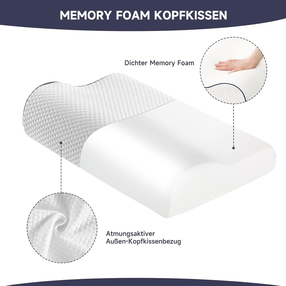 Z-Hom pernă de susținere a gâtului, pernă din spumă cu memorie, pernă pentru dormit lateral, pernă ergonomică, pernă anti sforăit, pernă ortopedică de dormit, husă detașabilă (49 X 30 X 7/10 Cm) Perne ortopedice cervicale Naty Shop