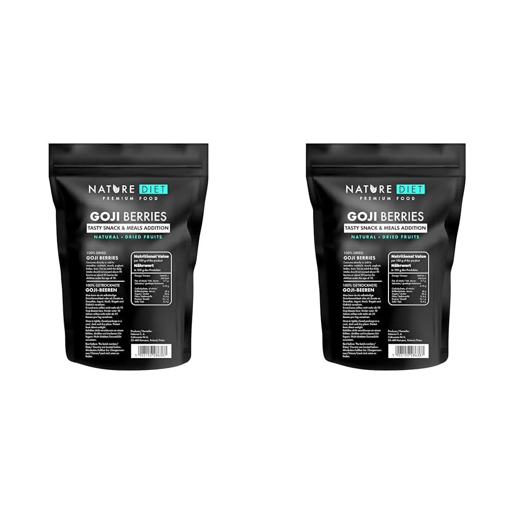 Nature Diet - Goji berries 1000 G | Fructe de pădure uscate Produse deshidratate Naty Shop 2 x 1 Kg