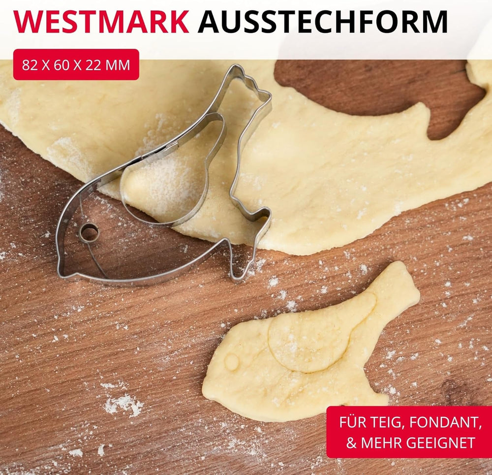 Formă de biscuiți Westmark Sparrow – Formă de biscuiți din oțel inoxidabil – Formă precisă pentru biscuiți, aluat și multe altele – Forme de biscuiți pentru Paște și Crăciun, 8 cm