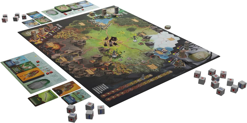 Fate: Defenders of Grimhelm, ELSNER Games, kooperatives Fantasy-Brettspiel, Tower-Defense-Strategie, 1-4 Spieler, ab 14 Jahren, episches Abenteuer, Helden und Magie, Taktikspiel, FryxGames