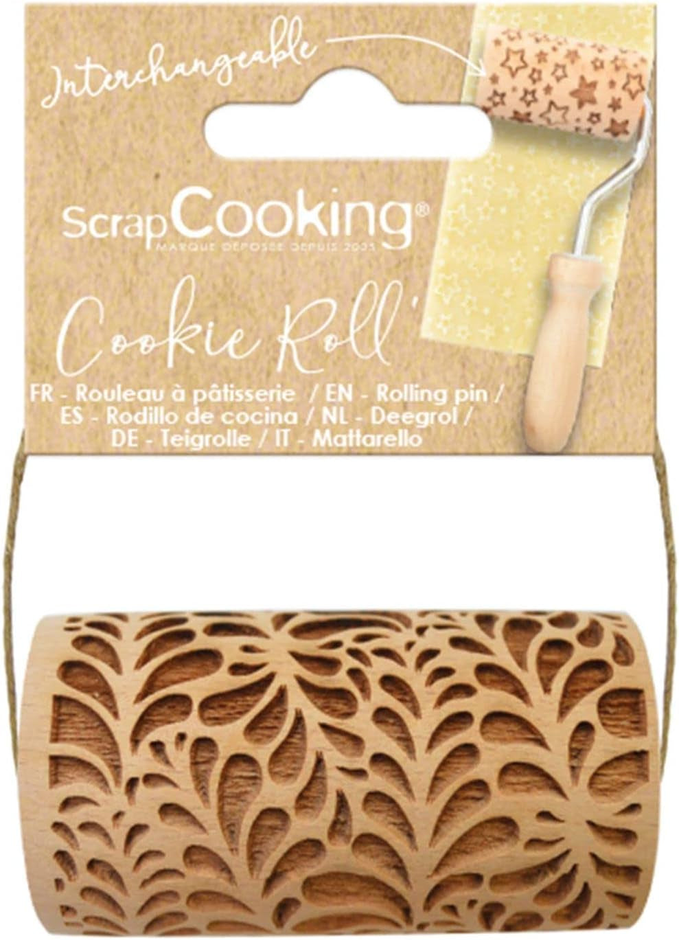 RESTURĂ DE GĂTIT - Mini rolă din lemn "Ondines" - Decorațiune pentru biscuiți, fursecuri șlefuite - 5308