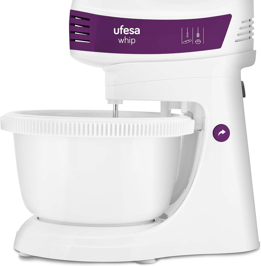 Ufesa BV4655 Elektrischer Handrührer Mit Rührschüssel |Küchenmaschine – Knetmaschine - 400 Watt – 2 in 1 Funktion| 5 Geschwindigkeitsstufen – Turbo | 2 Knethaken -2 Schneebesen | Soft-Touch-Griff Mama si Copilul Naty Shop