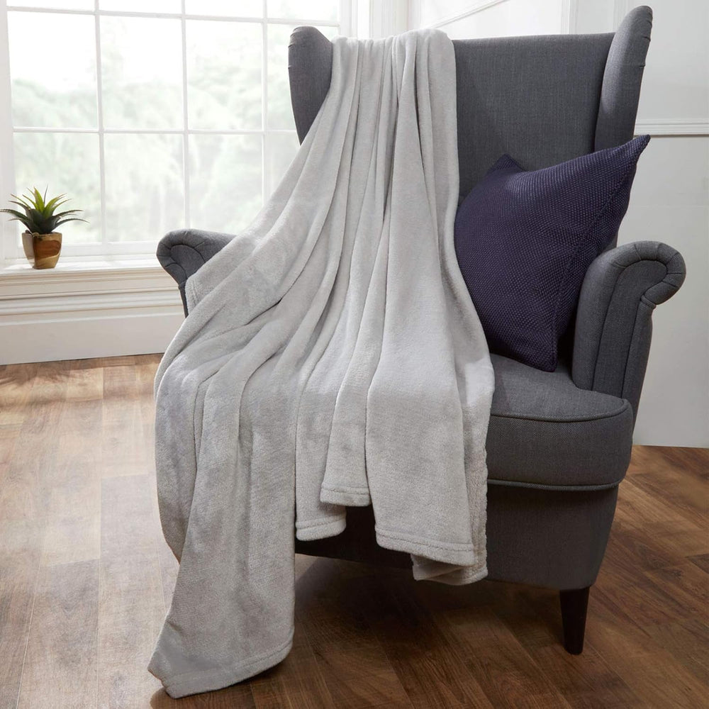 Cuvertură de pat Brentford's Ultra Soft Fleece, Silver Grey, Large Double - 150 X 200Cm Paturi si Cuverturi Besuche den Brentfords-Store