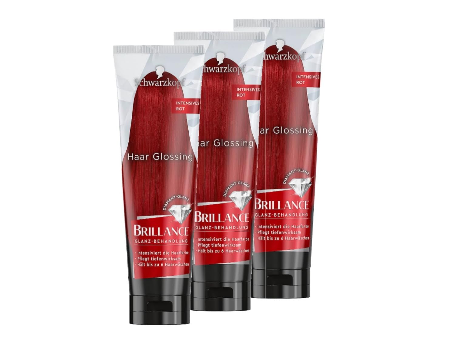 Brillance Shine Treatment, Hair Glossing Radiant Violet (150 ml), hrănește și intensifică culoarea părului, poate fi folosit ca o mască de păr, durează până la 6 spălări ale părului Vopsea pentru par Naty Shop Roșu intens 150 ml (pachet de 3)
