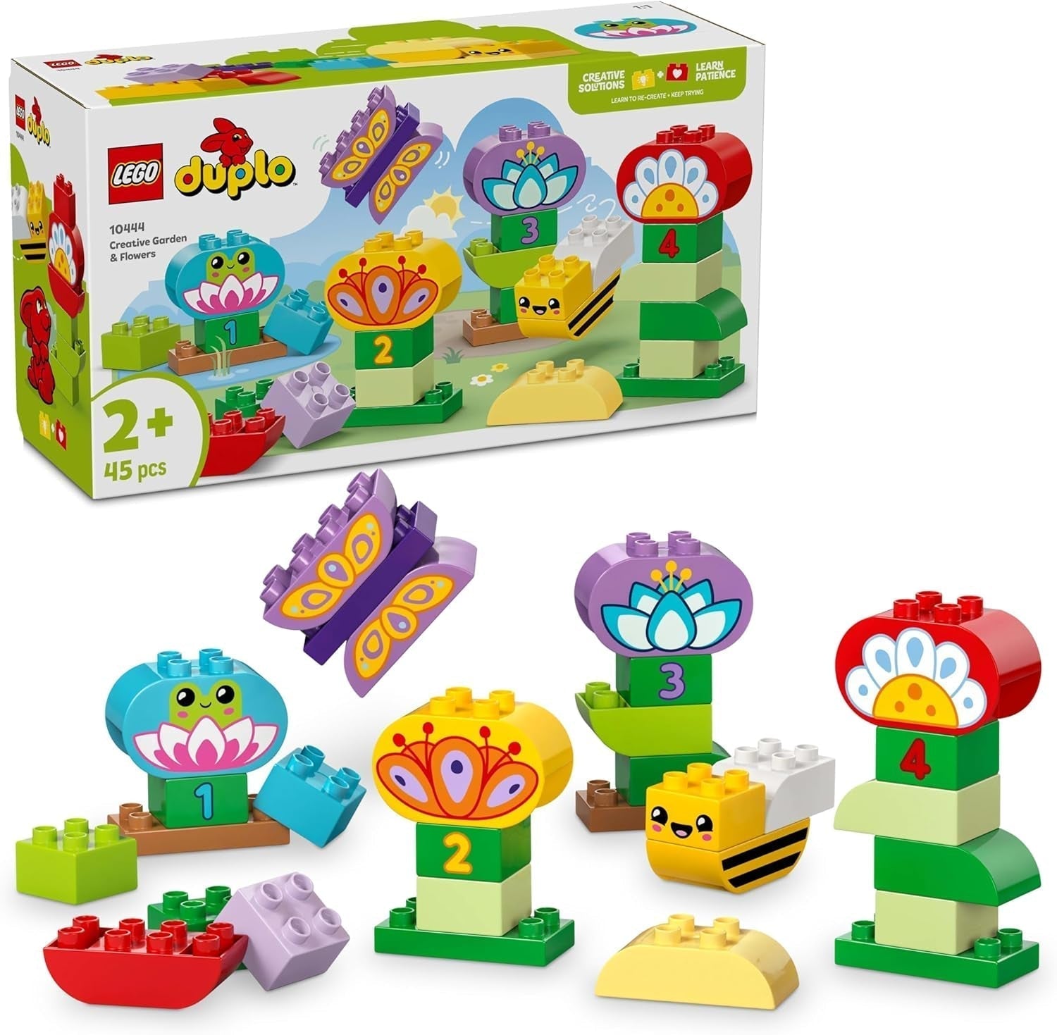 LEGO DUPLO Town Creative Flower Garden, Jucărie stivuibilă, Permite copiilor mici de la 2 ani să se joace imaginativ, Set de construcție pentru a promova dexteritatea, Jucărie educativă pentru copiii preșcolari 10444 Seturi de constructie Besuche den LEGO-Store Titlu implicit
