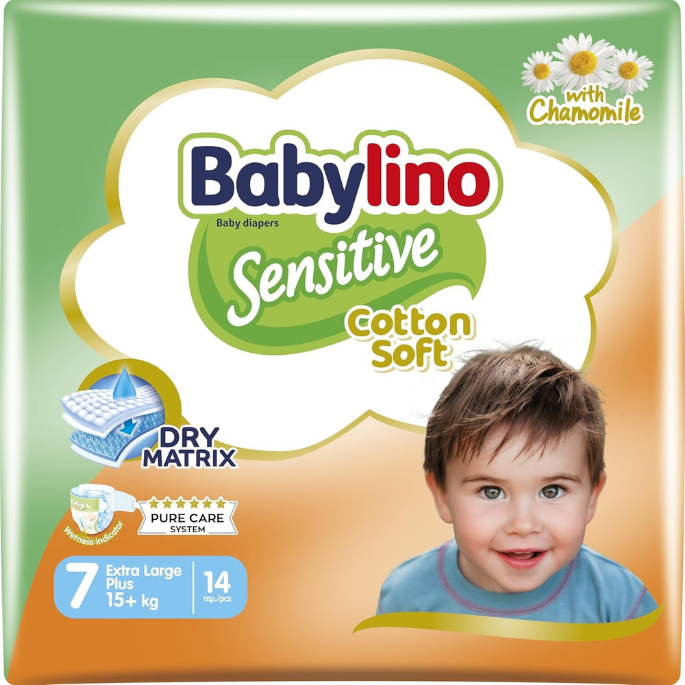 Scutece pentru bebeluși sensibili, mărimea 7, extra large plus (+15 kg), 14 bucăți