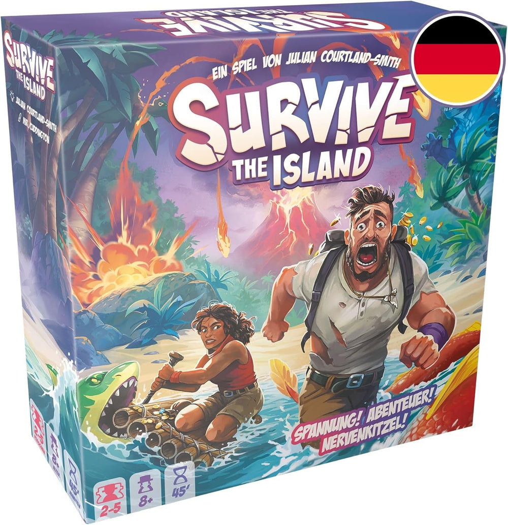 Zygomatic, Survive The Island, joc de familie, joc de societate, 2-5 jucători, vârste 8+, 45 de minute, germană