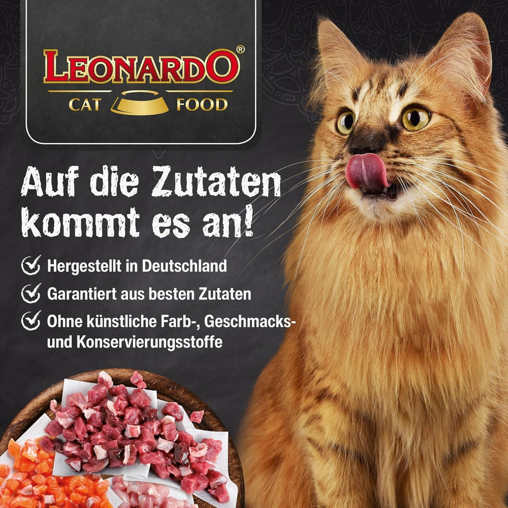 LEONARDO Hrană Umedă [6x800g Rață] | Hrană Umedă Fără Cereale pentru Pisici | Hrană Umedă Completă la Conservă