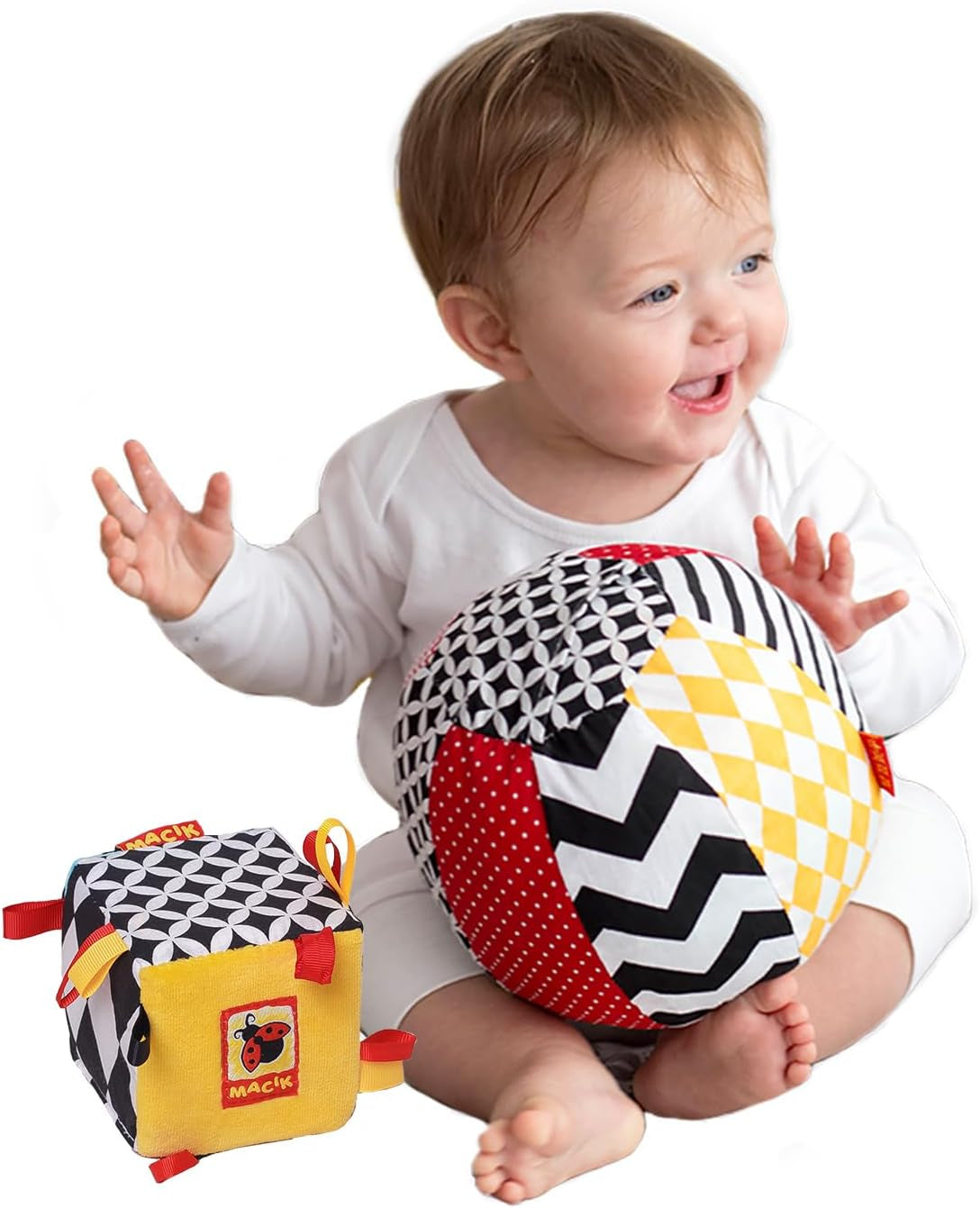 magdum 2 set joc cub copil + tesatura minge - jucărie abilități motorii de la 1 an - jucărie pentru copii 6 luni - jucărie Montessori - jucărie educativă 1 an - cadou pentru copii - minge pentru copii - cub pentru copii - cadouri pentru copii Jucarii Bebe Naty Shop Titlu implicit