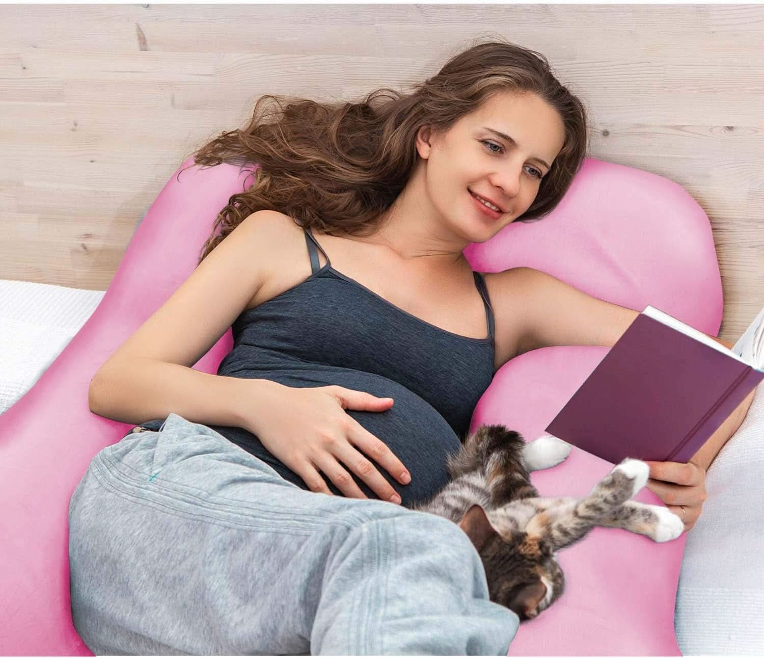 Pernă de sarcină SMOOTHY XXL, perna multifunctionala, Classic XXL, 150 X 80 cm, roz Accesorii Hrana si Alaptare Bebe Naty Shop