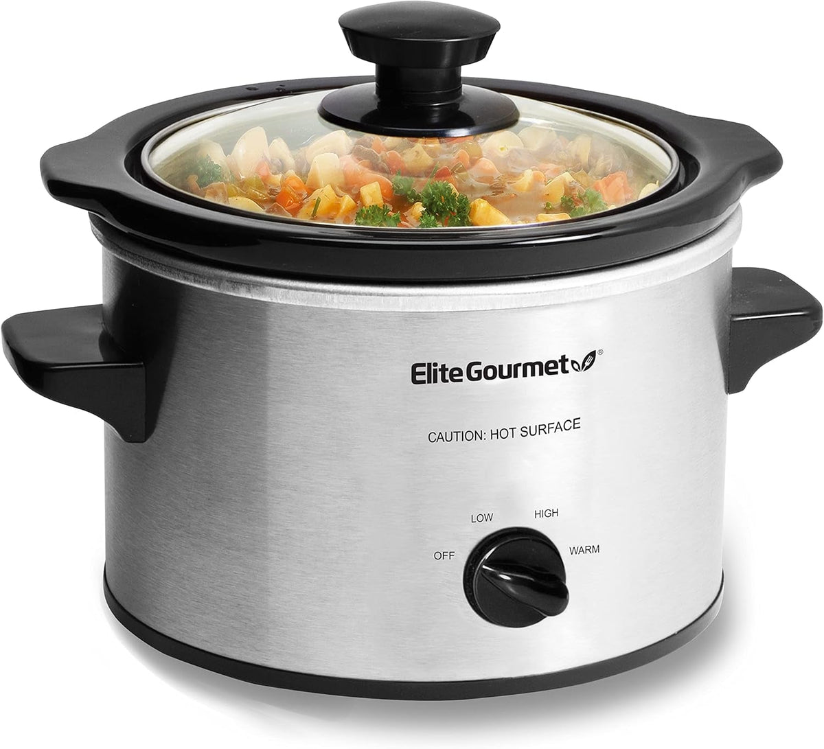 MST-250XS# Elektrischer Keramik-Schongarer mit einstellbarer Temperatur, für Vorspeisen, Saucen, Suppen, Braten, Eintöpfe und Dips, spülmaschinenfest (1,7 l, Edelstahl) Naty Shop Elite Gourmet
