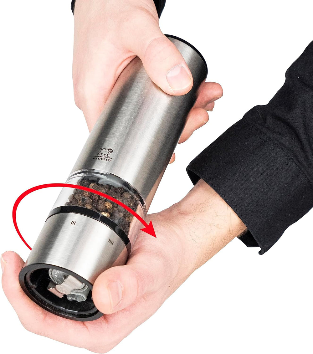 PEUGEOT Elis Sense elektrisches Pfeffer-/Salzmühlen-Set, Höhe: 20 cm, Edelstahl, Silber Mühlen und Mühlen Naty Shop