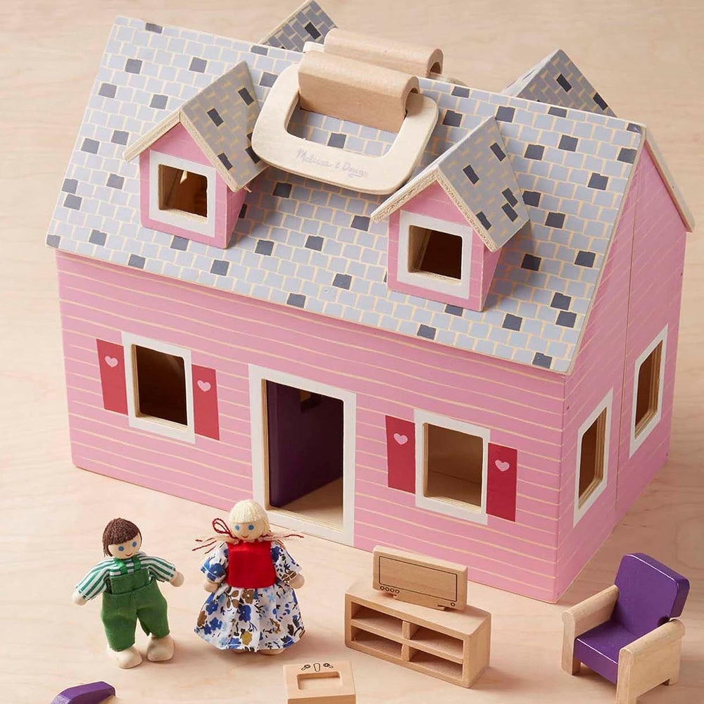 Casa de păpuși Melissa & Doug de pliat și luat cu tine | Casă de păpuși și păpuși | Playsets | 3+ | Cadou pentru băieți sau fete Casute de papusi Naty Shop