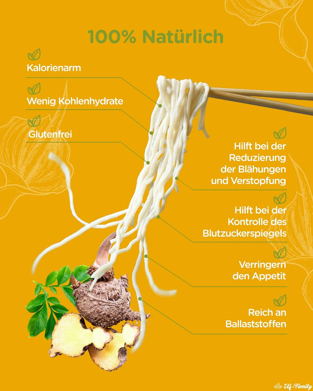 Premium-Konjak-Nudeln aus Thailand, vegan, glutenfrei – 240 g x 6er-Pack (12 Packungen), Elf-Family Shirataki-Nudeln, Instant-Nudeln, Pasta/Keto/Low Carb/Kalorienarm/Zuckerfrei – Spaghetti und Fettuccine