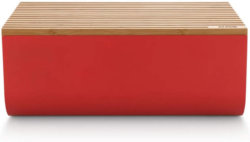 Alessi Mattina BG03 R - Coș pentru pâine din oțel inoxidabil cu rășină epoxidică și lemn de bambus, roșu Cutii depozitare alimente Naty Shop
