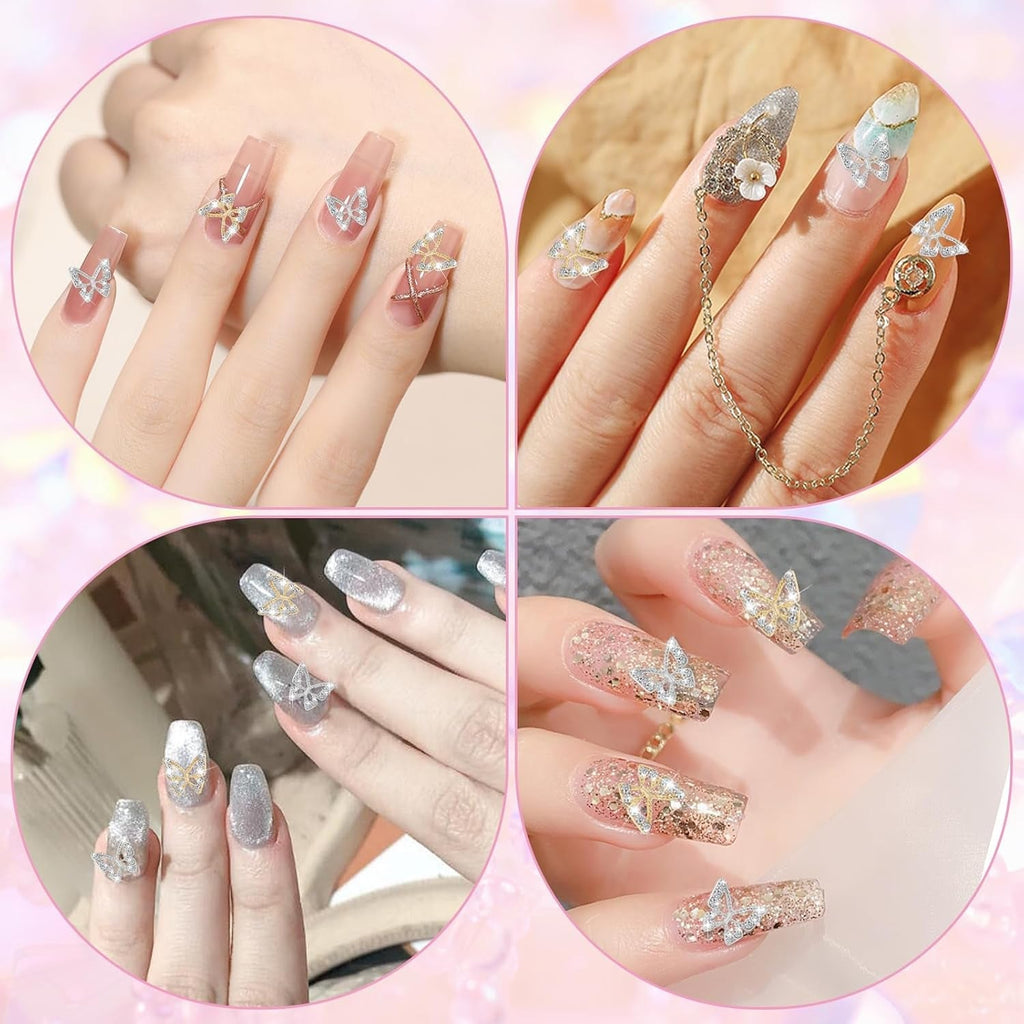 20 bucăți de pandantive pentru unghii cu fluturi cu sclipici, pietre decorative pentru unghii, pietre pentru unghii, nail art cu fluturi, strasuri, pandantive pentru unghii de Ziua Îndrăgostiților, decorare DIY pentru huse de telefon mobil