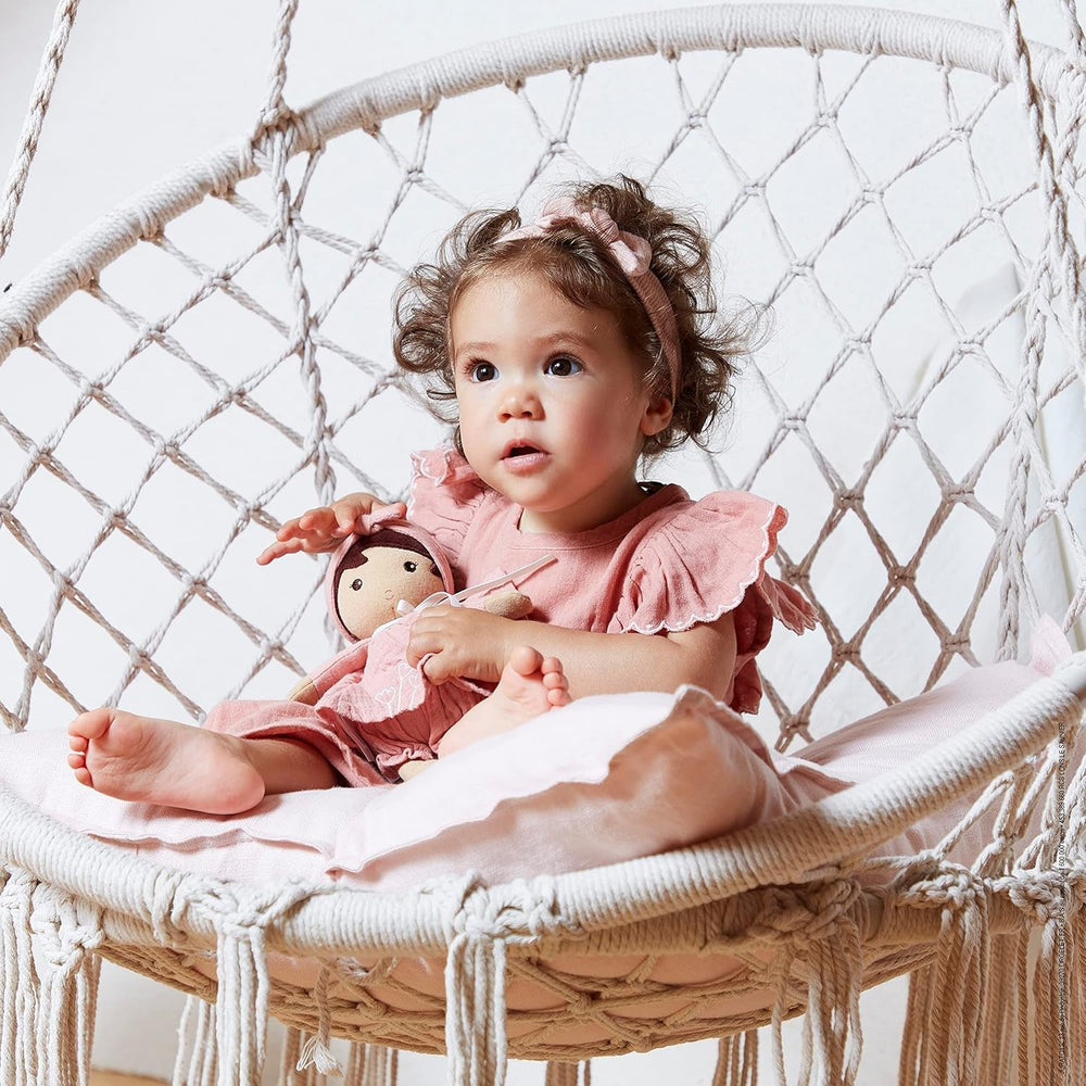 KALOO - Tendresse – Meine 1. Puppe aus Amandin-Stoff – Stoffpuppe 25 cm – Rosa aus Chiffon – Matte Haut – schöne Geschenkbox und Band personalisierbar – ab der Geburt K200004