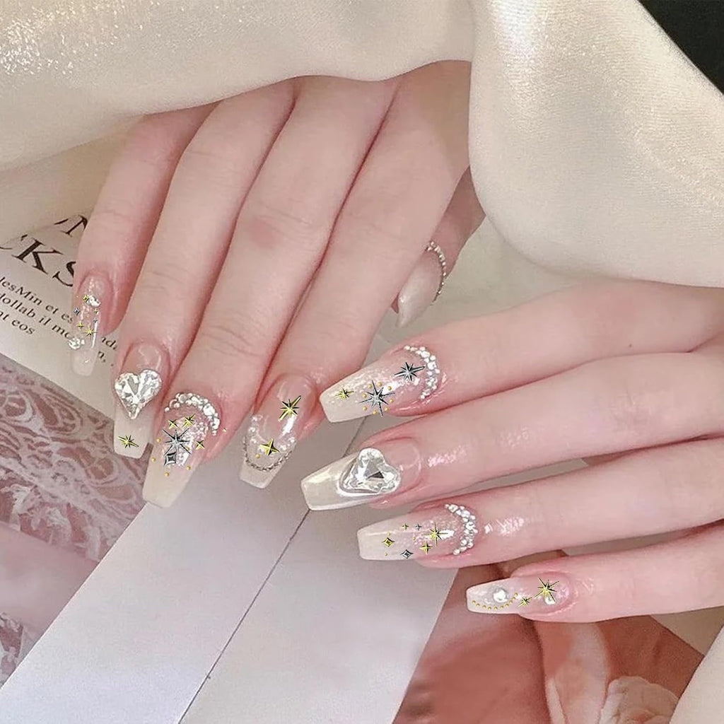 3400 Stück Goldene Und Silberne Sternperlen, Goldene Nagelanhänger, Zubehör Für Nagelschmuck, Schöne Sternnagelanhänger Für Nägel,Nail Art Rhinestones