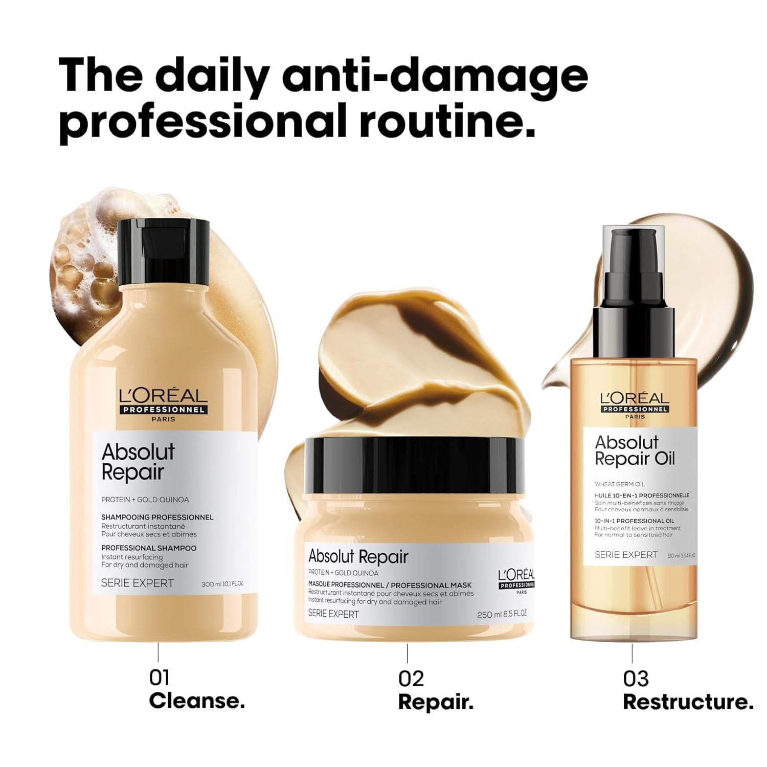 L'OréAl Professionnel Serie Expert Absolut Repair Gold, Quinoa Shampoo + Protein Dusche und Bad Naty Shop