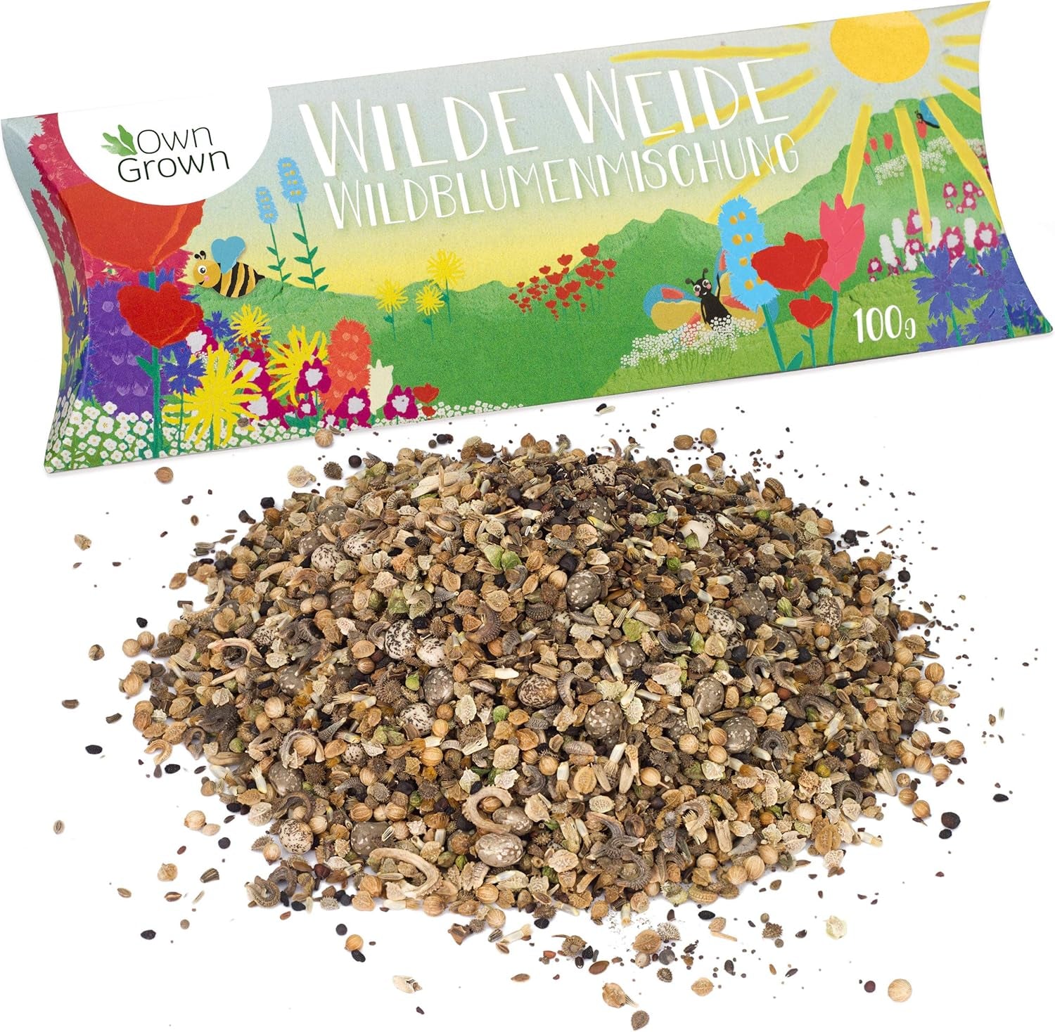 Schmetterlingstreff Blumenmischung: 100G Premium Schmetterling Blumensamen Saatgut - Insektenfreundliches Bienenweide Saatgut, Blumenwiese Samen Mehrjährig Und Einjährig - Wildblumensamen Von Owngrown