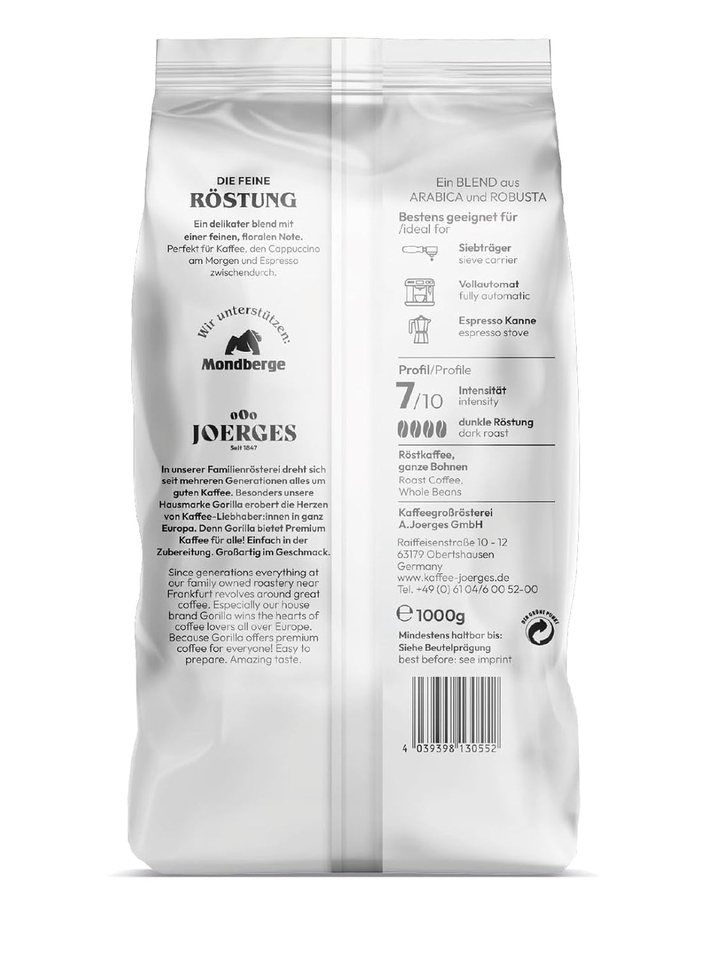 Joerges Espresso Delicato, 1 kg, alb Cafea Naty Shop