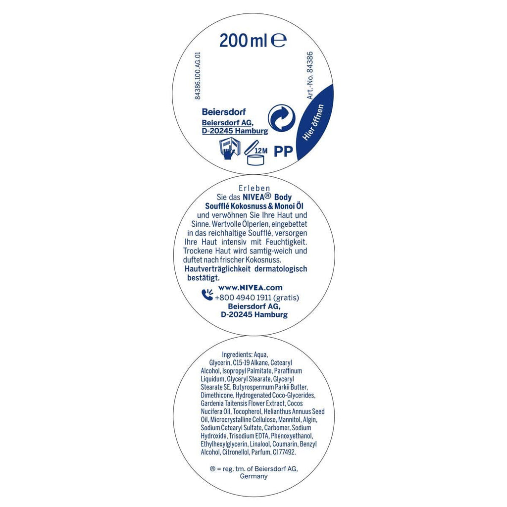 NIVEA Body Soufflé Coconut & Monoi Oil, 200 ml Cosmetice si Infrumusetare Naty Shop