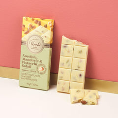 Venchi - Baton cu alune de pădure sărate, cu alune de pădure sărate, migdale și fistic, 95 g, cu „alune de pădure Piemont”, Fără gluten, Fără coloranți artificiali și fără conservanți