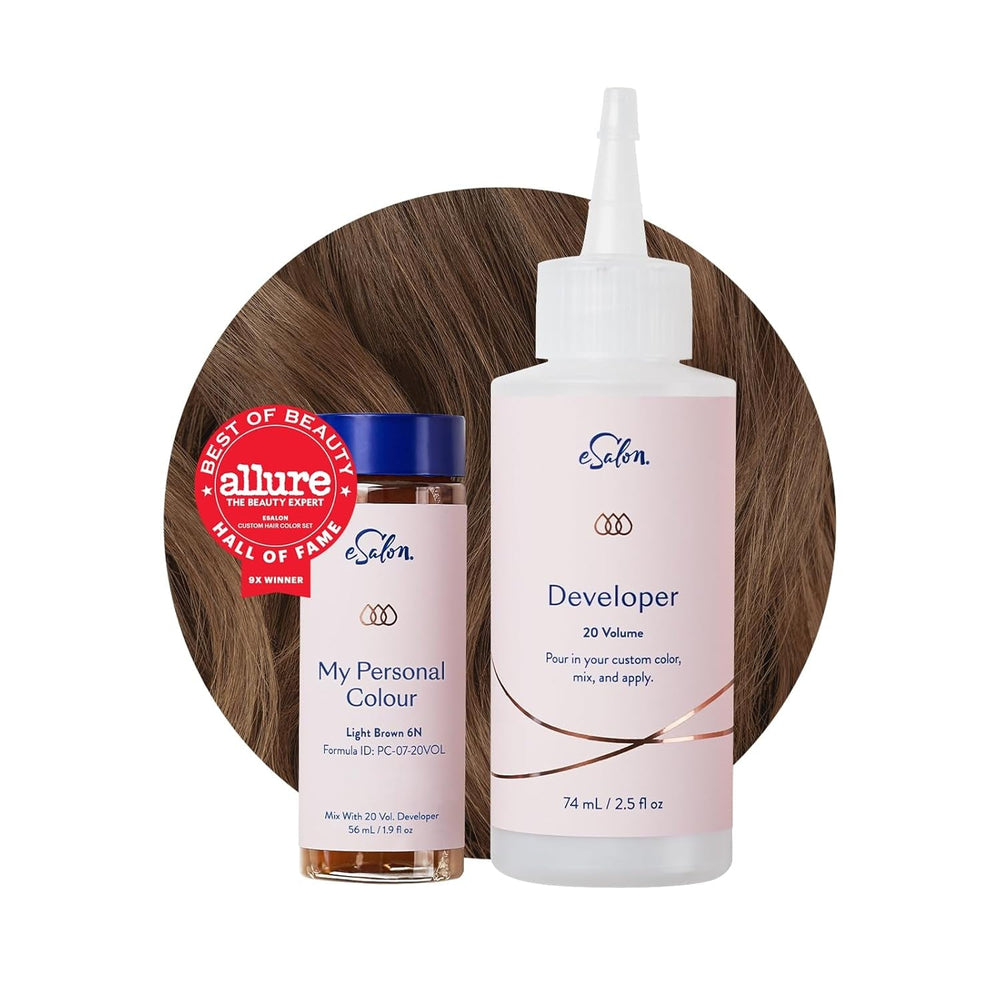 Set colorant permanent pentru păr, 100% acoperire gri, colorare la domiciliu, 0% amoniac vopsele de păr, vopsele de păr multidimensionale, vopsele de păr profesionale Vopsea pentru par Naty Shop Maro deschis 6N